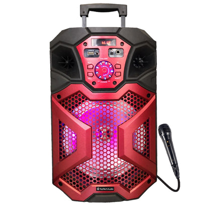 TOPTECH RIO-8, 8 Inch Wireless Bluetooth Speaker Stereo Powerful Sound System with Vibrant Colorful LED Illumination,Build-in rechargeable battery, 10 Meters (33ft) Bluetooth Distance,for Multimedia Connect Wired Mic Input /USB/SD Card/FM Radio