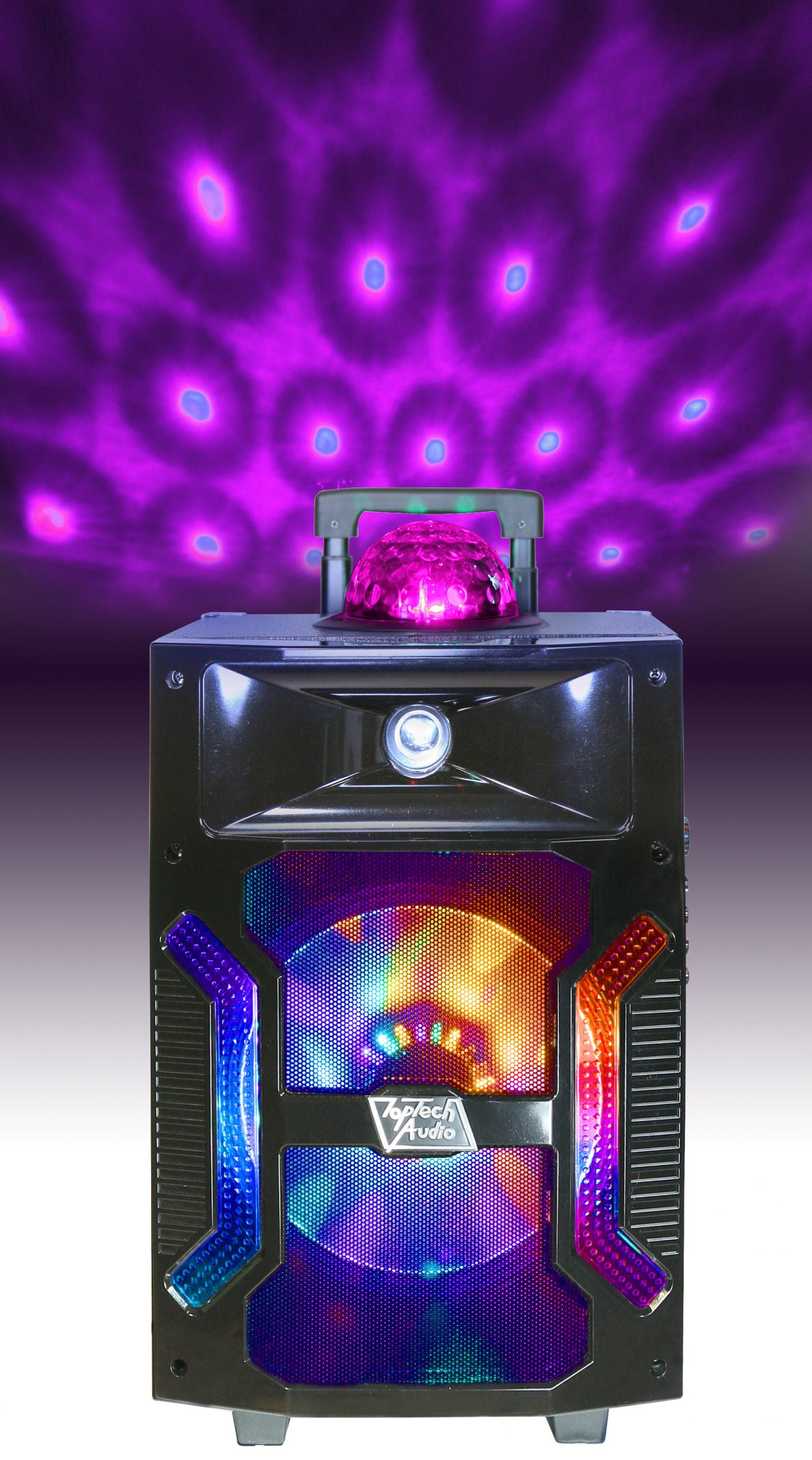 Fully Amplified Portable 2000 Watts Peak Power 10” Speaker with DISCO BALL