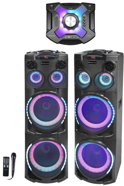 Fully Amplified Portable 12000 Watts Peak Power 2x12” Speaker with led light