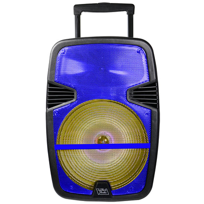TOPTECH SPIKE-12, 12 Inch Woofers Rechargeable Party Portable Bluetooth Speaker with Pristine Audio Stereo Sound, Dynamic Color-Shifting Light Show, 10 Meters (33ft) Bluetooth Distance,of Wired Mic, Handle and Wheels for Home, Outdoor, Party