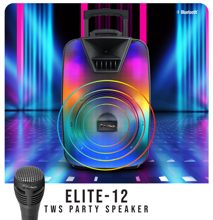 TOPTECH ELITE-12, 12" Portable Bluetooth Speaker with Flame Lights & 5000 Watts Power