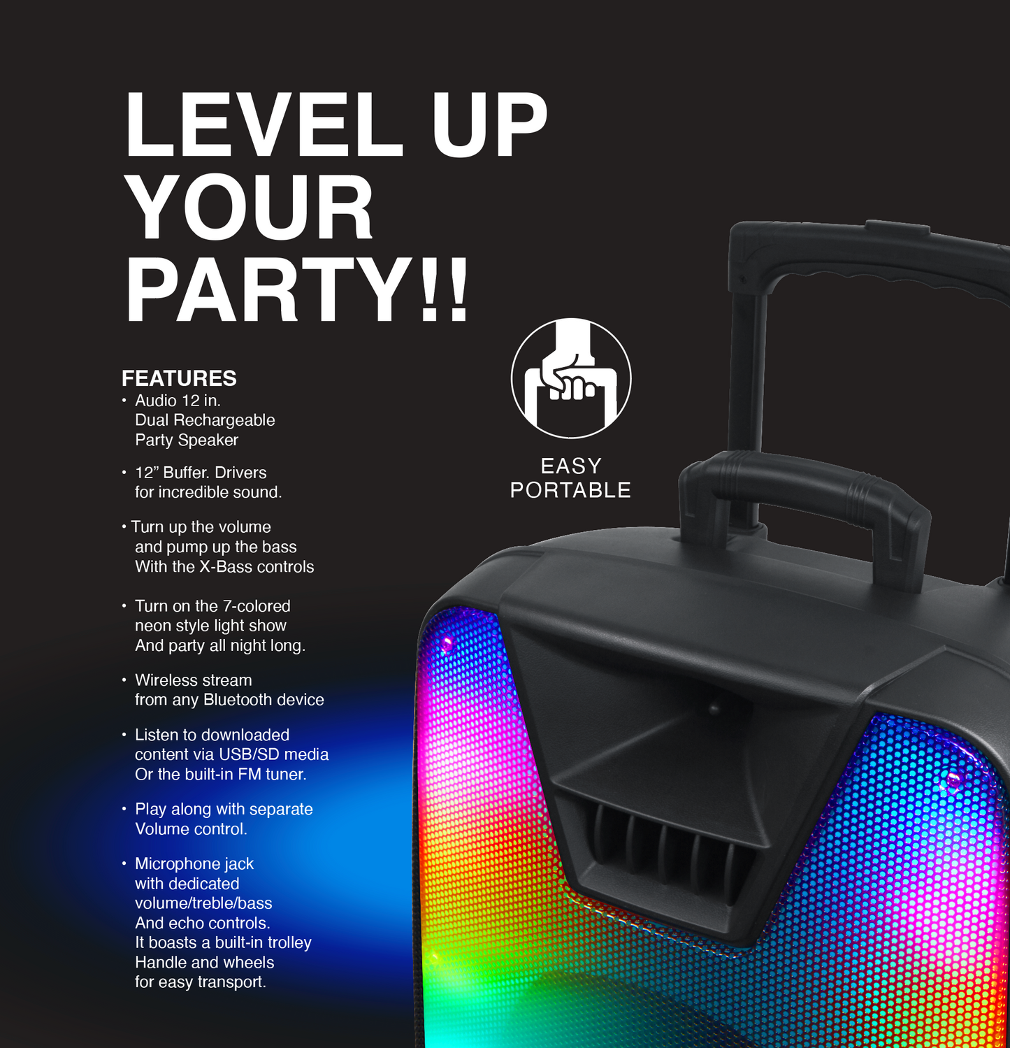 ELITE-12 Party Speaker with Flame Effect