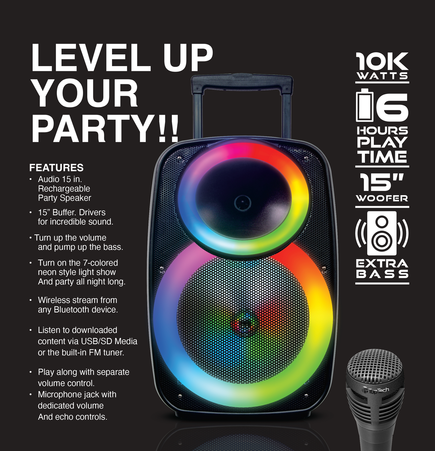 Star-15 Party Speaker with a Flame Effect Circles