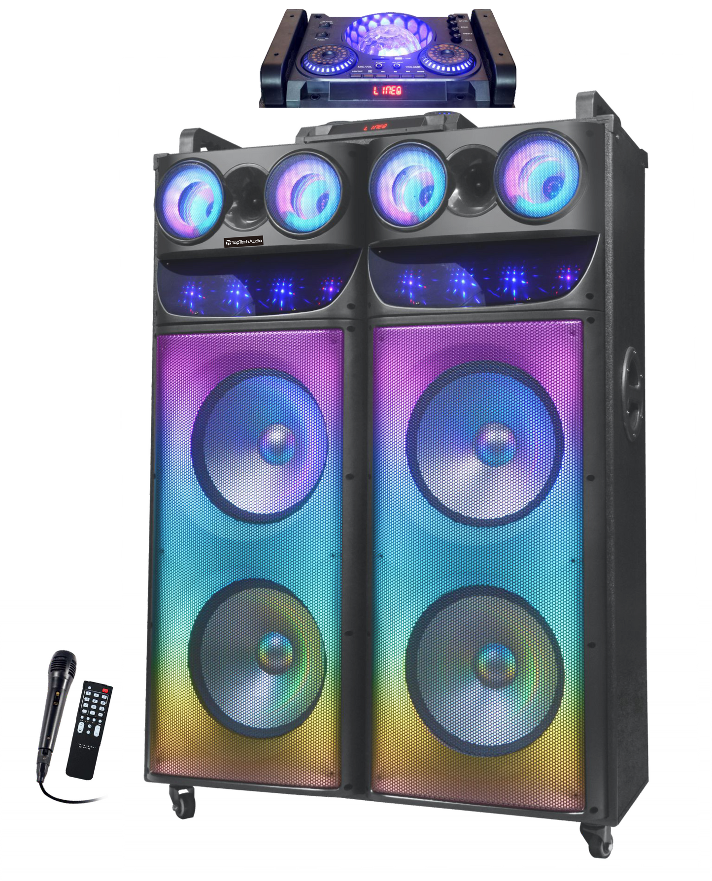 Fully Amplified Portable 20000 Watts Peak Power 4x12” Speaker