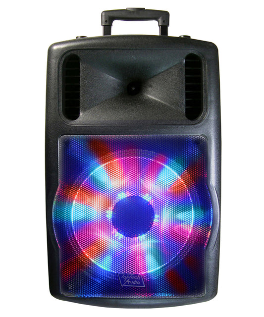 TOPTECH TTR 112 B,  12 Inch Outdoor Speakers Gift for Party Bluetooth Speaker with Dazzling Disco Light Show, 360 Surround Sound System,  Up to 10 Meters (33ft) Bluetooth Distance, Handle and Wheels for Easy Transport, for Party Outdoor Game Camping Gifts