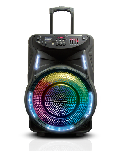 TOPTECH FLASH-115, 15'' Bluetooth Speaker with Flame Lights, Wireless Microphone & Remote